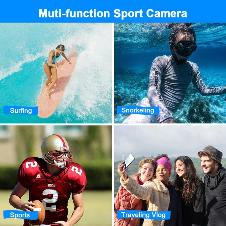 WDC901 3.5m Water-resistant 48MP HD Dual Screen Outdoor Sports Digital Camera EU Plug(Black)
