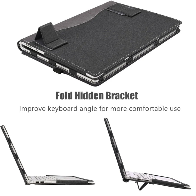 For Samsung Galaxy Book Pro 15.6 inch Leather Laptop Anti-Fall Protective Case With Stand(Black)