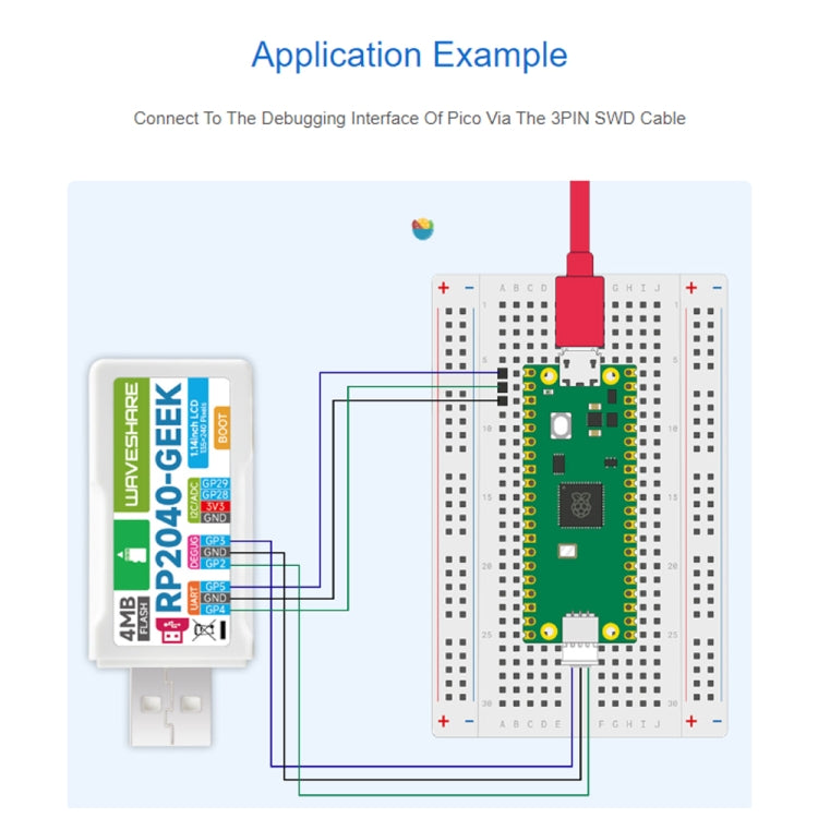 Waveshare 25394 RP2040-GEEK Development Board, Based On RP2040 Microcontroller, With 1.14inch 65K Color LCD