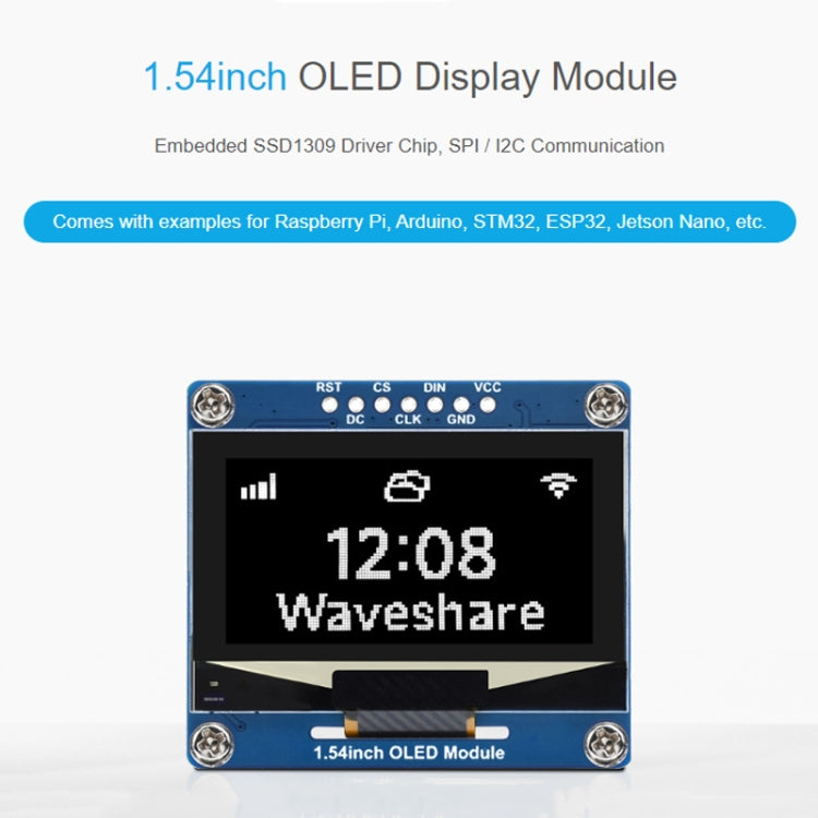 Waveshare 1.54 Inch OLED Display Module, 128��64 Resolution, SPI / I2C Communication(Blue)
