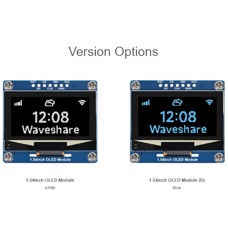 Waveshare 1.54 Inch OLED Display Module, 128��64 Resolution, SPI / I2C Communication(White)