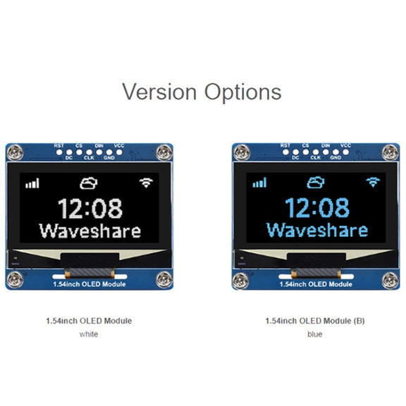 Waveshare 1.54 Inch OLED Display Module, 128��64 Resolution, SPI / I2C Communication(Blue)