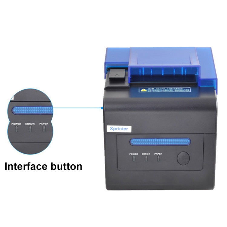Xprinter XP-C300H 80mm Sound And Light Alarm Store Cashier Rreceipt Thermal Printer, Spec: USB+COM+LAN(US Plug)