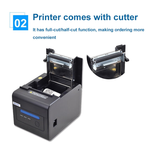 Xprinter XP-C300H 80mm Sound And Light Alarm Store Cashier Rreceipt Thermal Printer, Spec: USB+COM+LAN(US Plug)