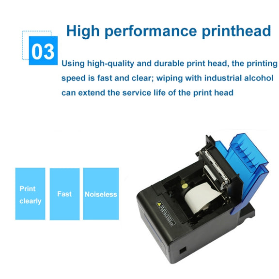 Xprinter XP-C300H 80mm Sound And Light Alarm Store Cashier Rreceipt Thermal Printer, Spec: USB+COM+LAN(US Plug)