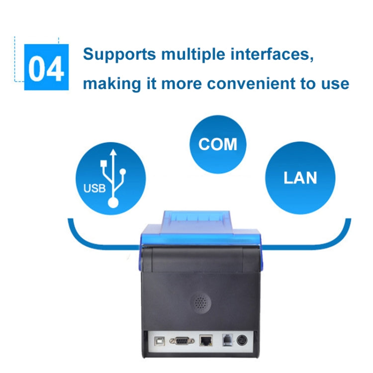 Xprinter XP-C300H 80mm Sound And Light Alarm Store Cashier Rreceipt Thermal Printer, Spec: USB+COM+LAN(US Plug)