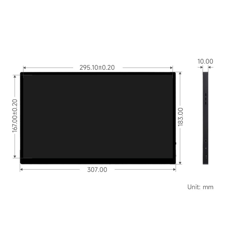 Waveshare 13.3 Inch 2K 2560×1440 HDMI/Type-C Display Interface AMOLED Touch Display(US Plug)