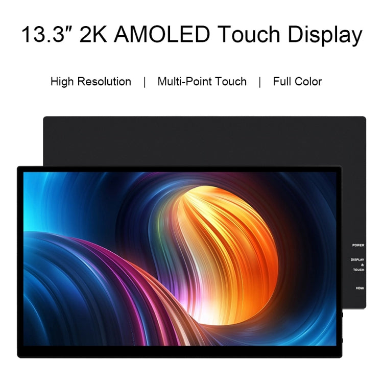 Waveshare 13.3 Inch 2K 2560×1440 HDMI/Type-C Display Interface AMOLED Touch Display(US Plug)