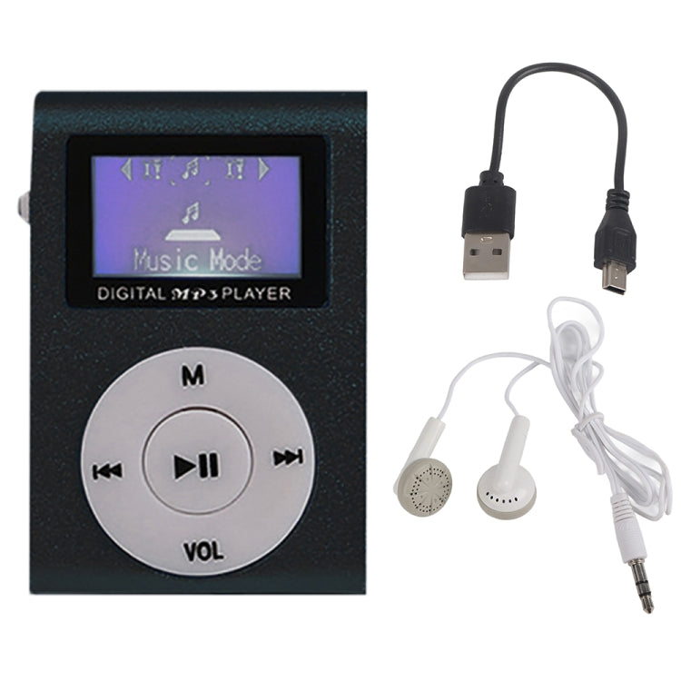 512M+Earphone+Cable Mini Lavalier Metal MP3 Music Player with Screen(Black)