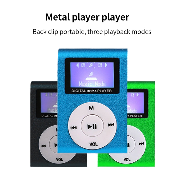 512M+Earphone+Cable Mini Lavalier Metal MP3 Music Player with Screen(Black)