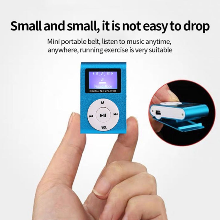 512M+Earphone+Cable Mini Lavalier Metal MP3 Music Player with Screen(Black)