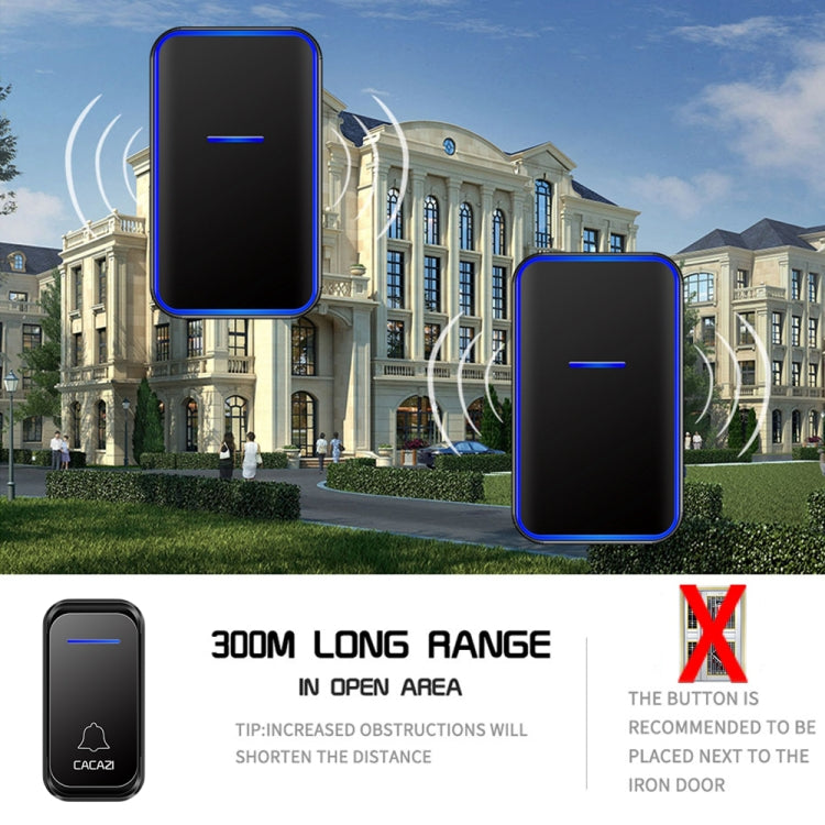CACAZI Home Smart Digital Wireless Doorbell Remote Electronic Doorbell Elderly Pager, Style: EU Plug(Black)