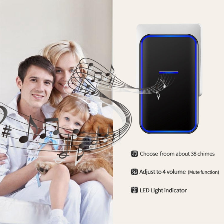 CACAZI Home Smart Digital Wireless Doorbell Remote Electronic Doorbell Elderly Pager, Style: UK Plug(White)
