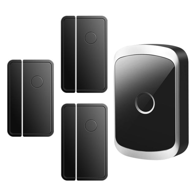 CACAZI M20 1 For 3 Split Type Door Opening Sensor Reminder Smart Wireless Doorbell Alarm, Style: UK Plug(Black)