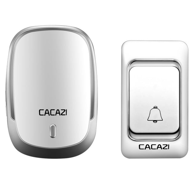 CACAZI Smart Water-resistant Music Wireless Doorbell Multifunctional Pager, Style: UK Plug(Silver)