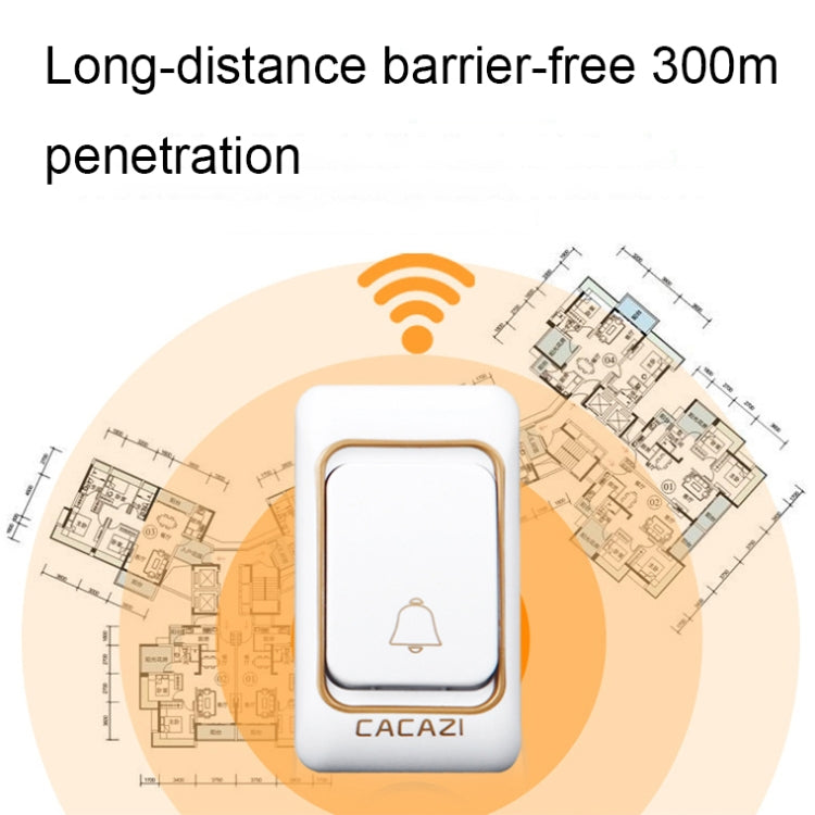 CACAZI Smart Water-resistant Music Wireless Doorbell Multifunctional Pager, Style: EU Plug(Black)