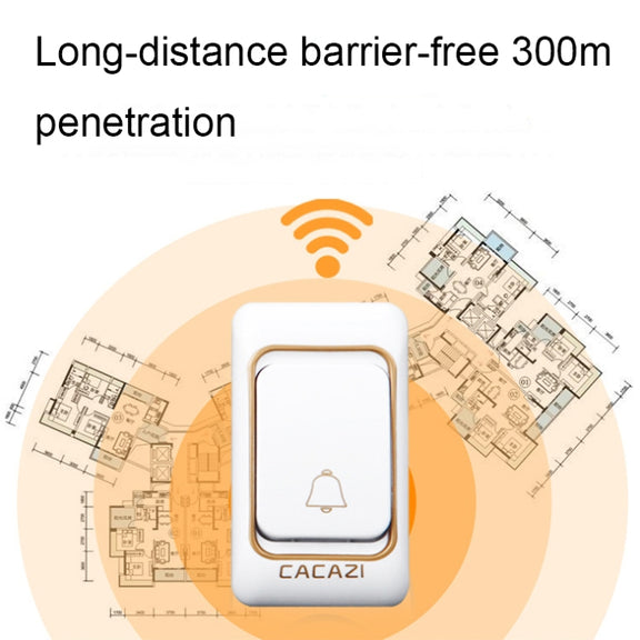CACAZI Smart Water-resistant Music Wireless Doorbell Multifunctional Pager, Style: US Plug(Silver)