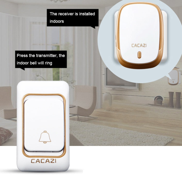 CACAZI Smart Water-resistant Music Wireless Doorbell Multifunctional Pager, Style: EU Plug(Black)