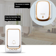 CACAZI Smart Water-resistant Music Wireless Doorbell Multifunctional Pager, Style: EU Plug(Black)