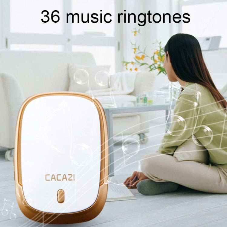CACAZI Smart Water-resistant Music Wireless Doorbell Multifunctional Pager, Style: EU Plug(Black)