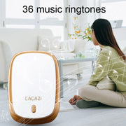 CACAZI Smart Water-resistant Music Wireless Doorbell Multifunctional Pager, Style: EU Plug(Black)
