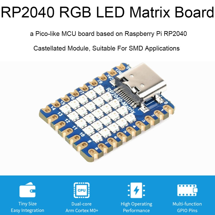 Waveshare 24594 5×5 RGB LED Matrix RP2040 Dual Core Processor Development Board