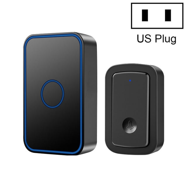 CACAZI A19 1 For 1 Wireless Music Doorbell without Battery, Plug:US Plug(Black)