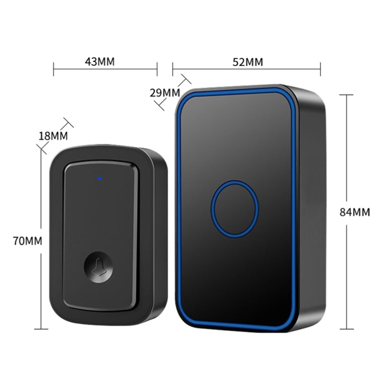 CACAZI A19 1 For 1 Wireless Music Doorbell without Battery, Plug:EU Plug(White)