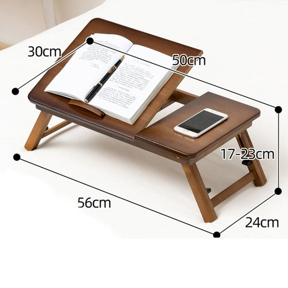 741ZDDNZ Bed Use Folding Height Adjustable Laptop Desk Dormitory Study Desk, Specification: Classic Tea Color 56cm Thick Bamboo