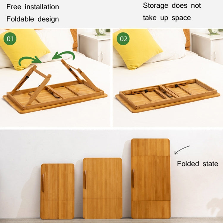741ZDDNZ Bed Use Folding Height Adjustable Laptop Desk Dormitory Study Desk, Specification: Classic Tea Color 56cm Thick Bamboo