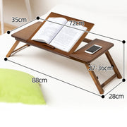 741ZDDNZ Bed Use Folding Height Adjustable Laptop Desk Dormitory Study Desk, Specification: Classic Tea Color 88cm Thick Bamboo