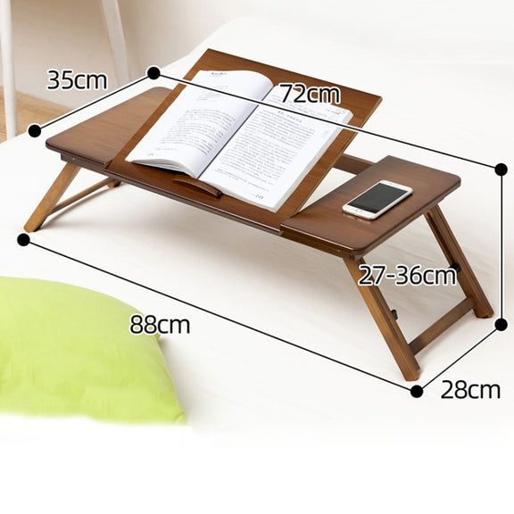 741ZDDNZ Bed Use Folding Height Adjustable Laptop Desk Dormitory Study Desk, Specification: Classic Tea Color 88cm Thick Bamboo