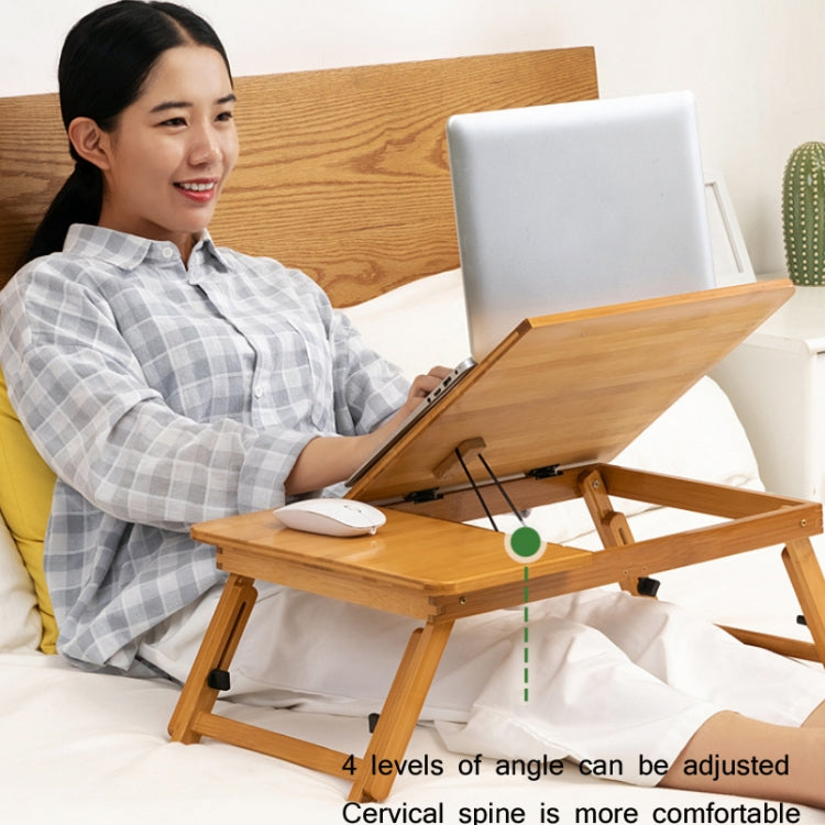 741ZDDNZ Bed Use Folding Height Adjustable Laptop Desk Dormitory Study Desk, Specification: Classic Tea Color 88cm Thick Bamboo