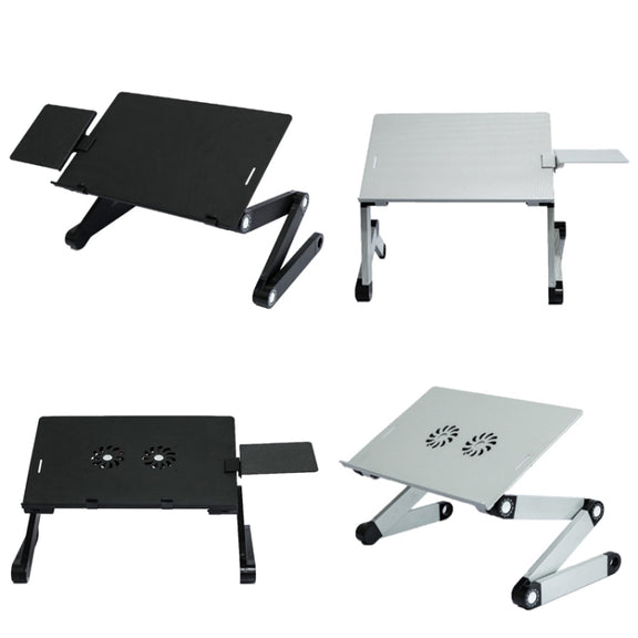 T8 Aluminum Alloy Folding & Lifting Laptop Desk Office Desk Heightening Bracket with Mouse Board (Silver)