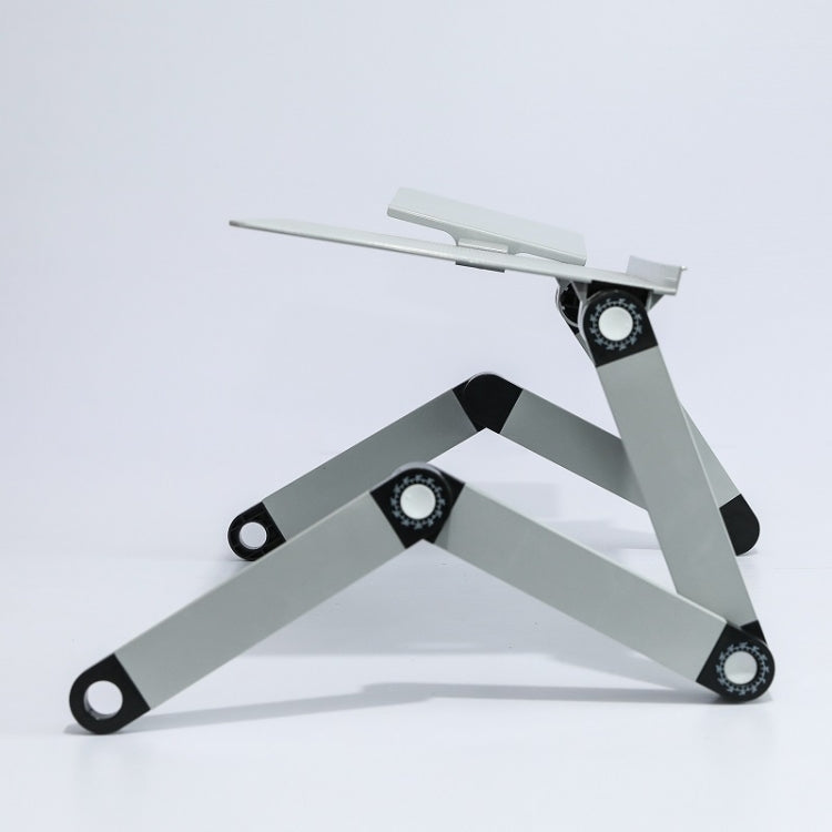 T8 Aluminum Alloy Folding & Lifting Laptop Desk Office Desk Heightening Bracket with Mouse Board (Silver)