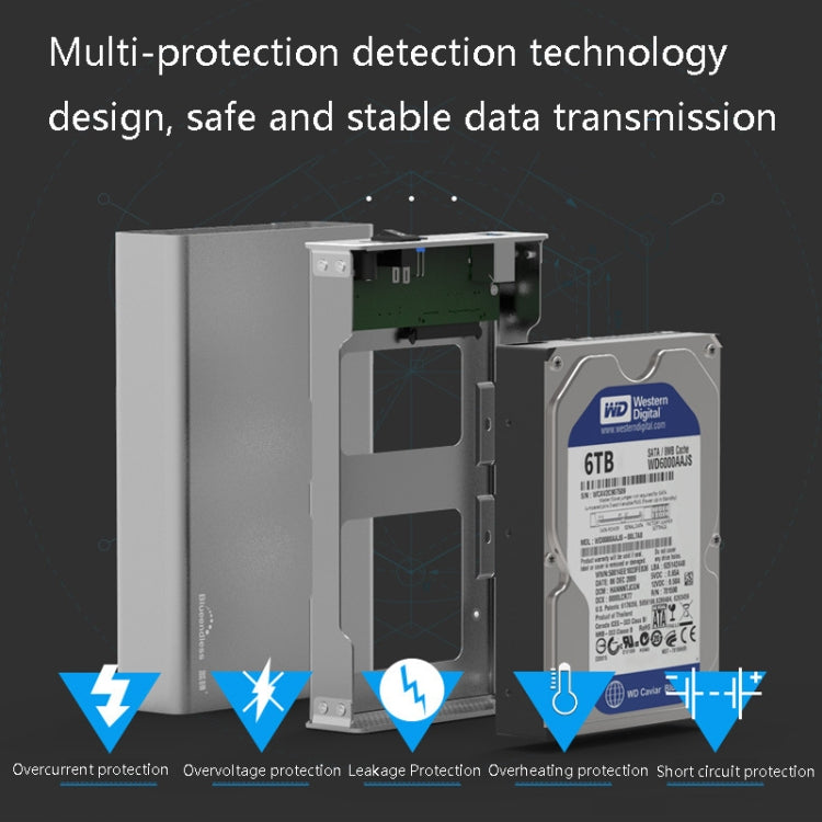 Blueendless U35Q 3.5 Inch Full Metal Mobile Hard Disk Box Type-C/Usb3.0 SATA Serial Desktop PC External Hard Disk Box US Plug (USB 3.0)