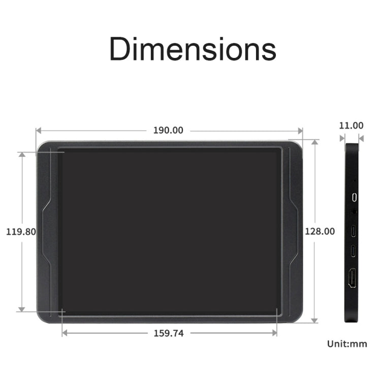 Waveshare 8 Inch 2K IPS 1536��2048 Optical Bonding Toughened Glass Panel Touch Display, Plug:EU Plug