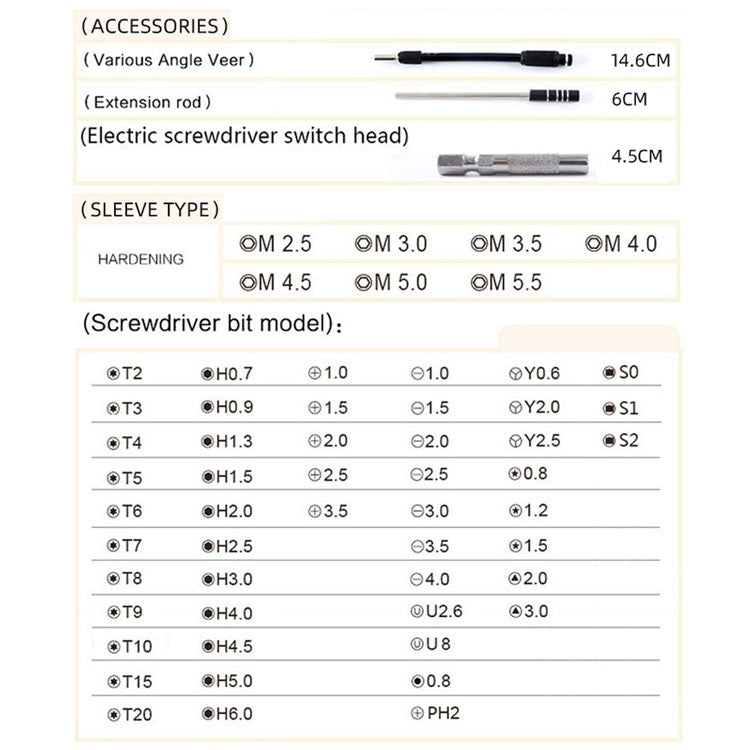 Obadun 9800 58 in 1 Screwdriver Set Manual CRV Batch Mobile Phone Disassembly Glasses Repair Tool(Orange)