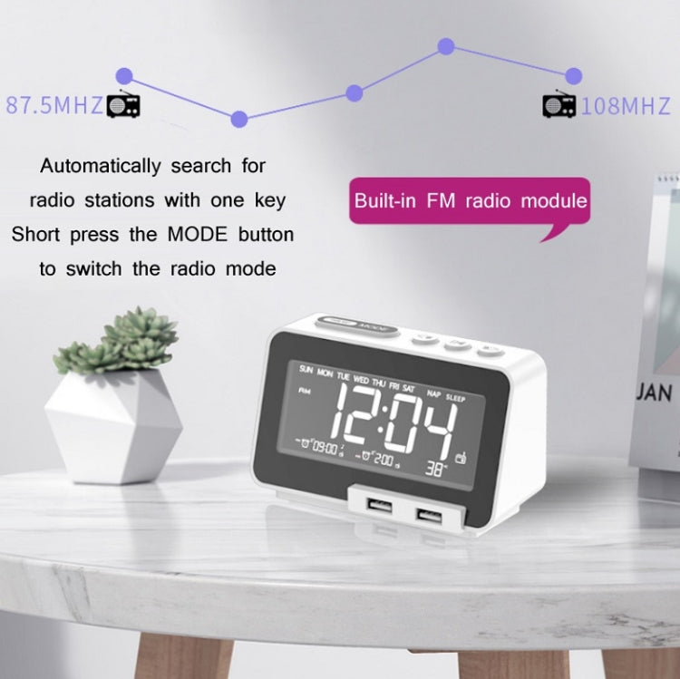 K5 Wireless Bluetooth Speaker Desktop Alarm Clock Radio, Specification: EU Plug(Black)