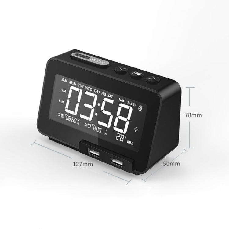 K5 Wireless Bluetooth Speaker Desktop Alarm Clock Radio, Specification: UK Plug(Black)