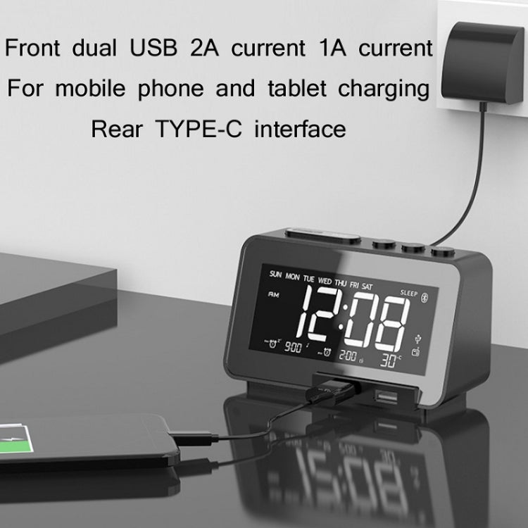 K5 Wireless Bluetooth Speaker Desktop Alarm Clock Radio, Specification: UK Plug(Black)