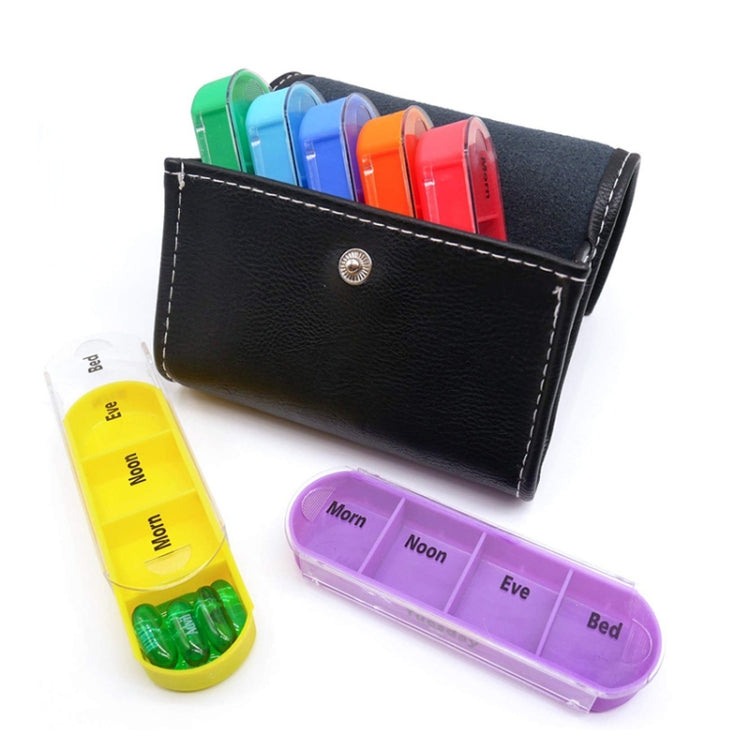 Notebook-Style 28-Compartment Portable Pill Box&Leather Bag(Brown)