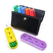 Notebook-Style 28-Compartment Portable Pill Box&Leather Bag(Brown)