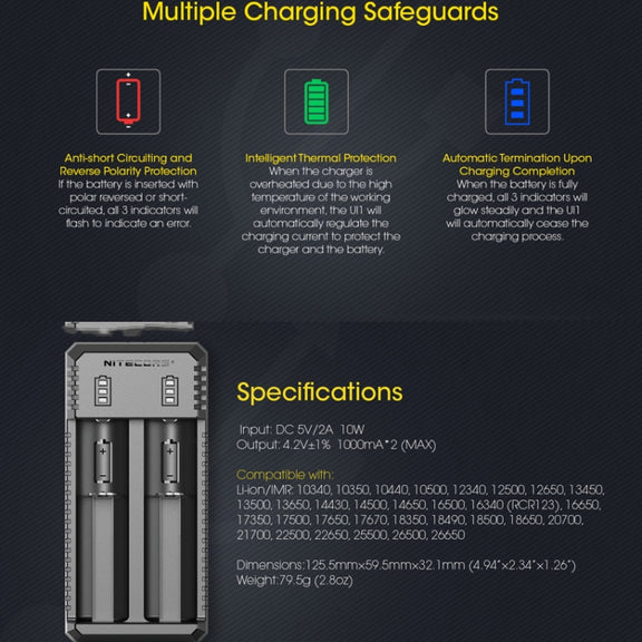 NITECORE Dual Slot Smart Charger(UI2)