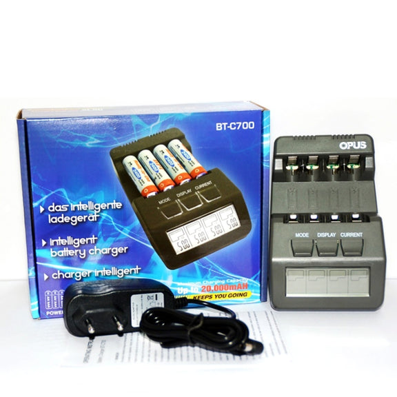 OPUS Smart Battery Charger Multifunctional Measuring Internal Resistance Backlight Charger, EU Plug, Model: BT-C700
