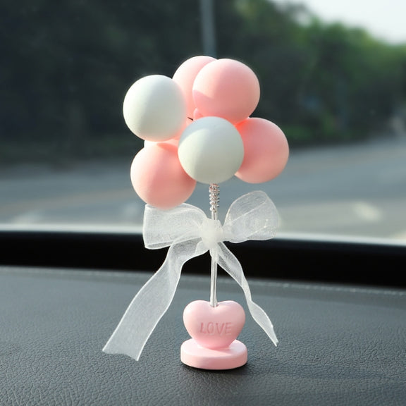 6 PCS Car Ornaments Love Balloon Personality Macaron Color Car Ornament(Pink White)