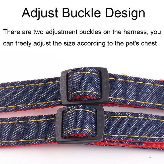 BG-Q1025 Leash+Chest Strap+Collar Thickened Strong Denim Pet Dog Leash Set, Size: XL(Black)
