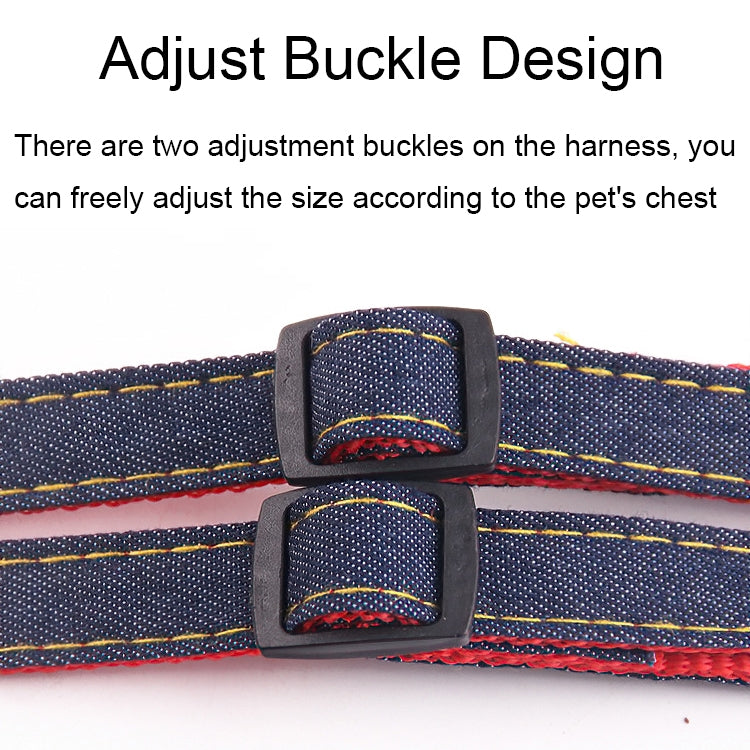 BG-Q1025 Leash+Chest Strap+Collar Thickened Strong Denim Pet Dog Leash Set, Size: XL(Black)