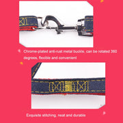 BG-Q1025 Leash+Chest Strap+Collar Thickened Strong Denim Pet Dog Leash Set, Size: XL(Black)