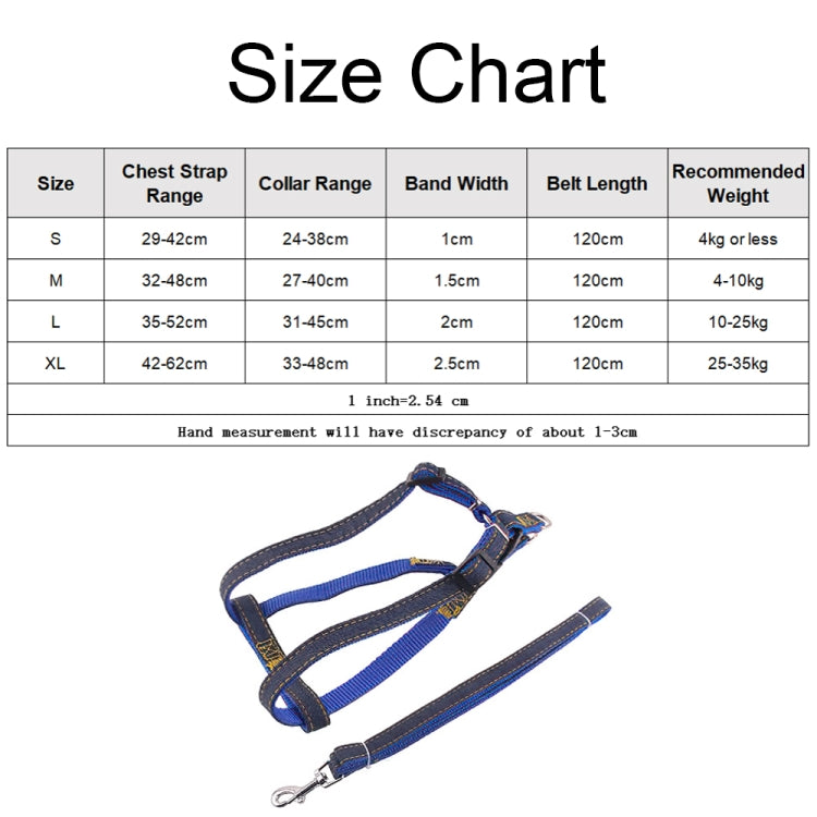 BG-Q1025 Leash+Chest Strap+Collar Thickened Strong Denim Pet Dog Leash Set, Size: XL(Black)